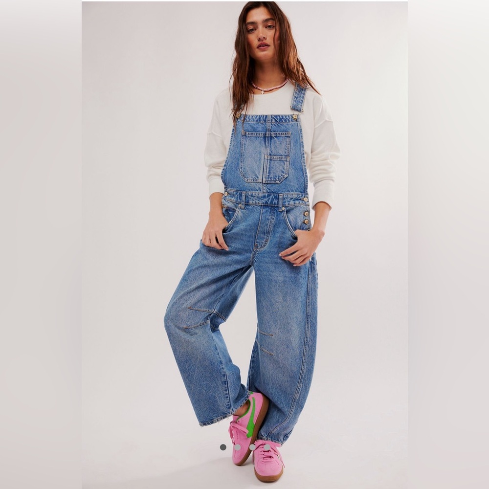 NWOT Free People Good Luck Overalls size L